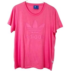 Adidas Pink T shirt with a silky material on the back